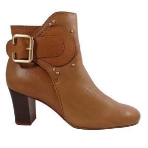 Antonio Melani Women's Candice211 Leather Side Zip Round Toe Booties 6.5M